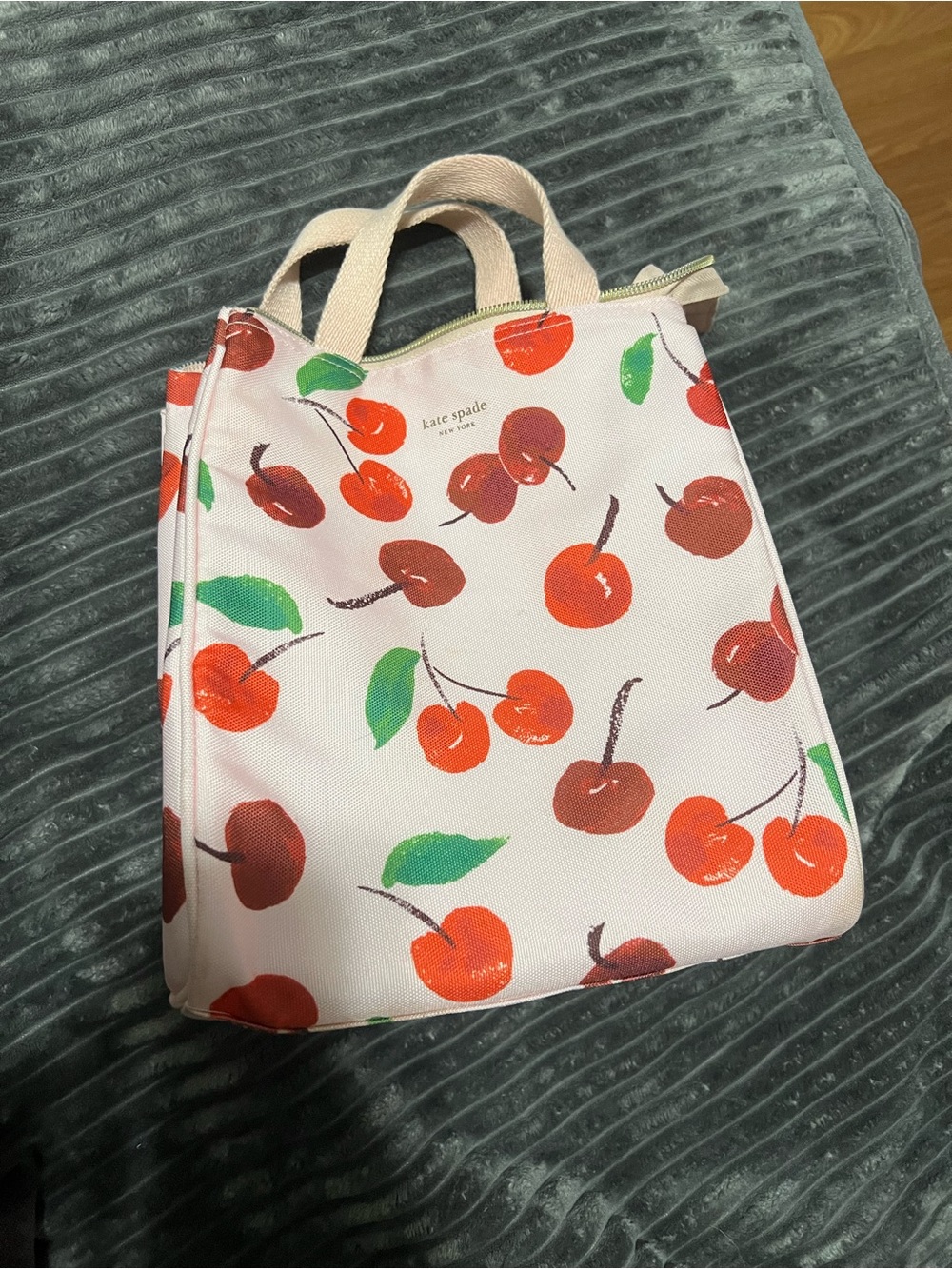 kate spade Pink Canvas Tote with Red Cherry Print